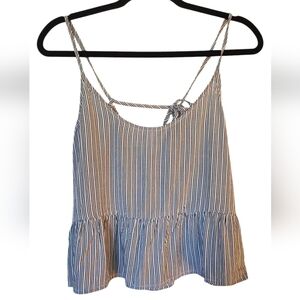 NWT Hollister Striped Blue and White Tank Top Shirt with Tie in Back Size Medium